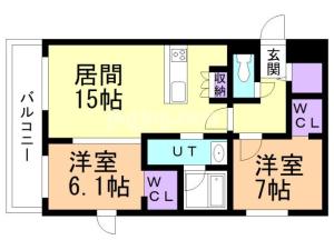 恵庭市相生町１丁目の賃貸マンションの間取り