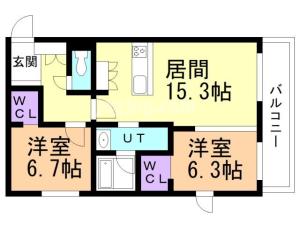 恵庭市相生町１丁目の賃貸マンションの間取り