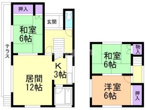 小樽市天神1丁目　戸建の間取り