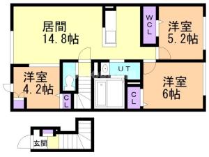 千歳市里美１丁目のアパートの間取り