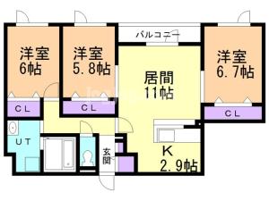 鍋島ハイツⅠの間取り