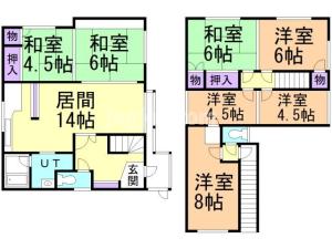 岩見沢市日の出北４丁目の一戸建ての間取り