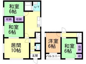 旭川市高砂台５丁目の一戸建ての間取り
