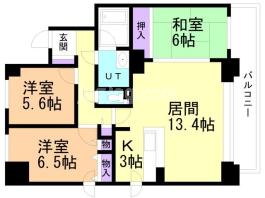 ＭＡＮＳＩＯＮ　ＫＵＲＯＤＡ山鼻１９条の間取り