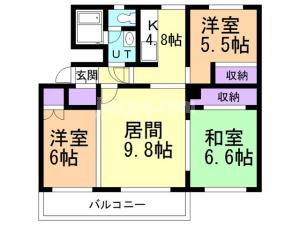 テレパレス小樽奥沢の間取り