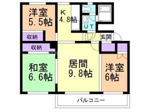 テレパレス小樽奥沢の間取り