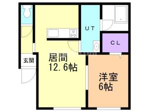 帯広市西十一条南１９丁目のアパートの間取り