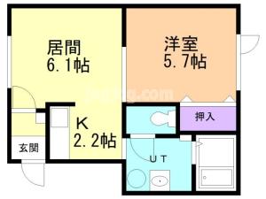 帯広市西十条南１６丁目のアパートの間取り