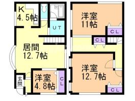 帯広市西十二条南１５丁目の一戸建ての間取り