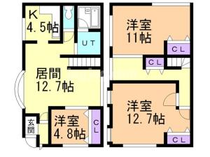 帯広市西十二条南１５丁目の一戸建ての間取り
