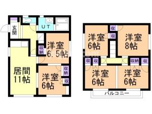 東陵町大浦貸家の間取り